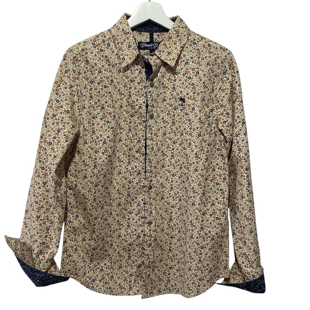Desert Dunes all over print long sleeve button down fit dress shirt size small